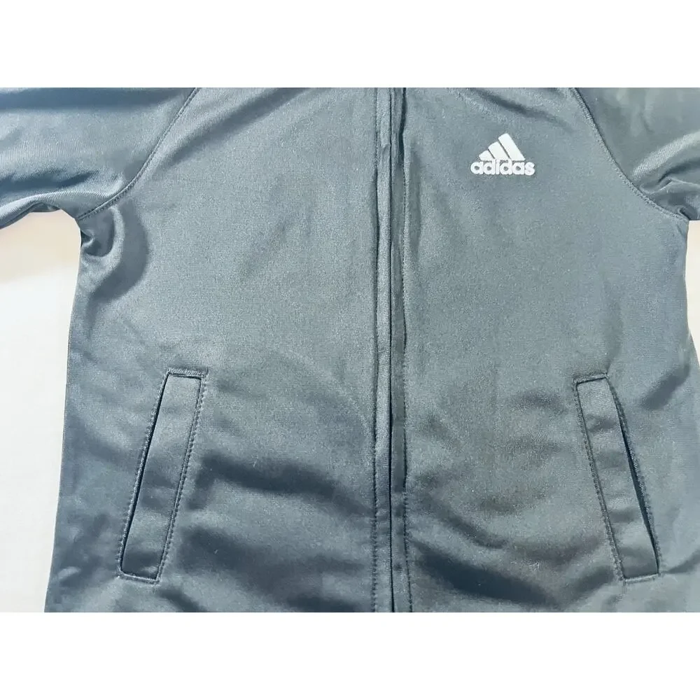 adidas Toddler Track Jacket Full Zip Black/White 3-Stripes Size 3T